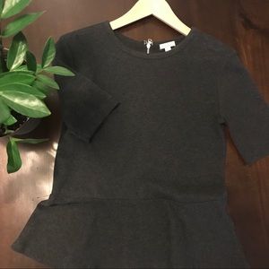 Gray wool peplum top
